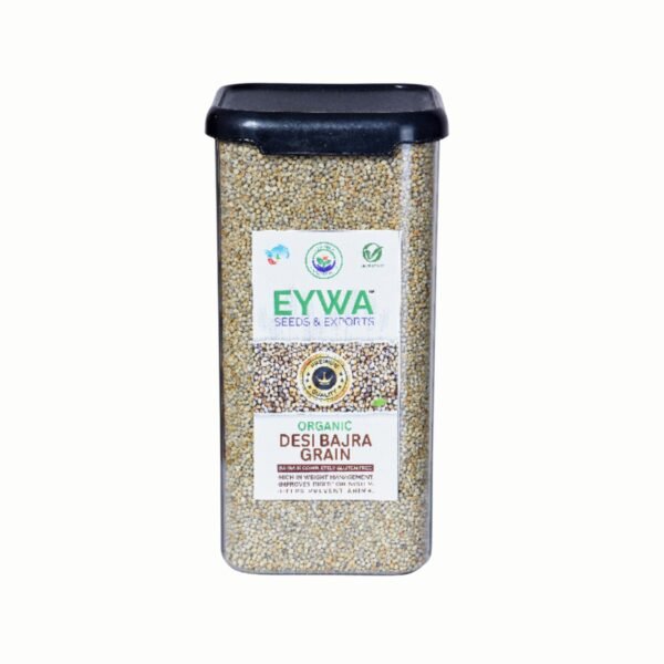 Premium Bajra Whole Wheat Grains (Organic) With Airtight Food Storage LID Kitchen Plastic Countainer in Unbreakable & Attractive Square Shape (1 KG) By Eywa