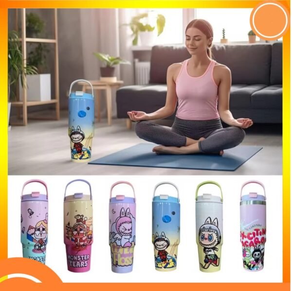 Kids Water Bottle Custom ( labubu Cartoon 850ml ) |High Capacity Stainless Steel Water Bottle for Kindergarten - Image 2